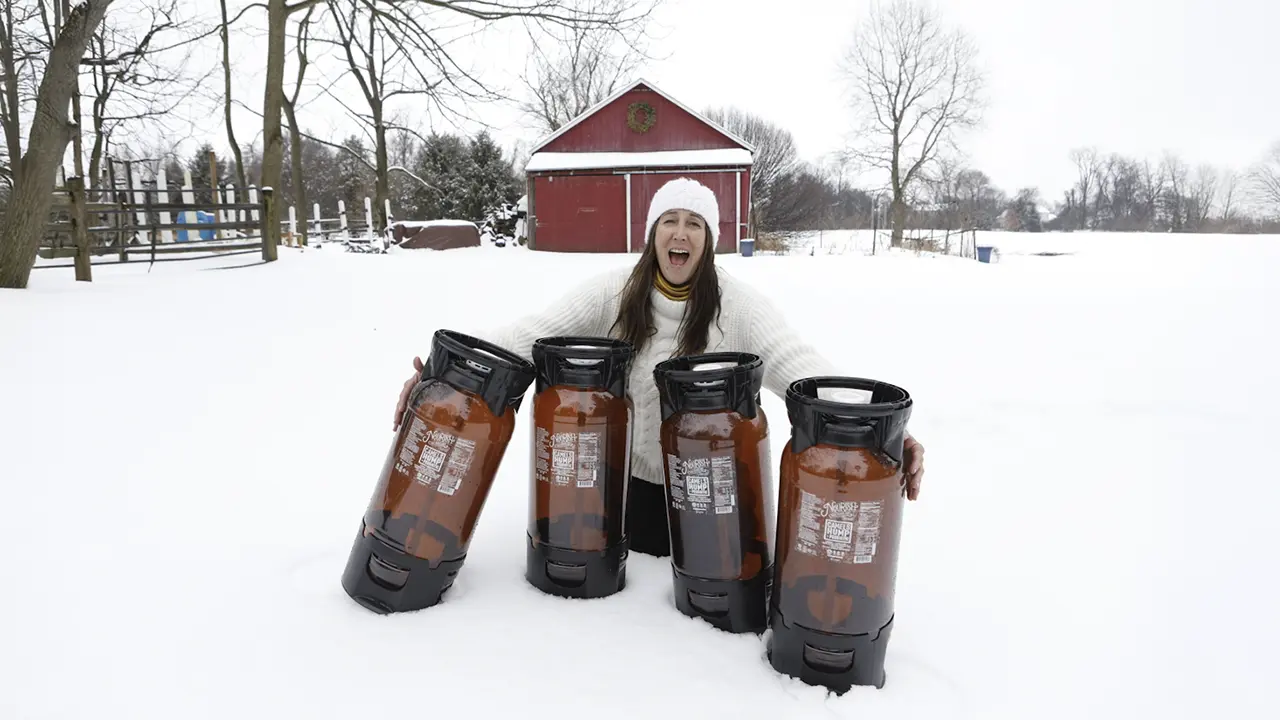 Nourish Juice Bar founder Francine Covelli with Petainer kegs