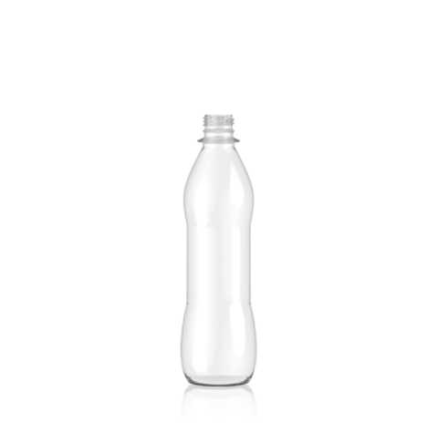 500ml PET Plastic Refillable Bottle - Curved - 28mm BPF